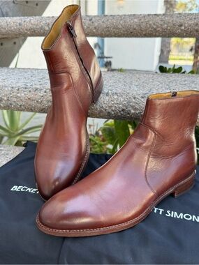 Beckett Simonon Men's Easton Side Zip Boots in Oak.